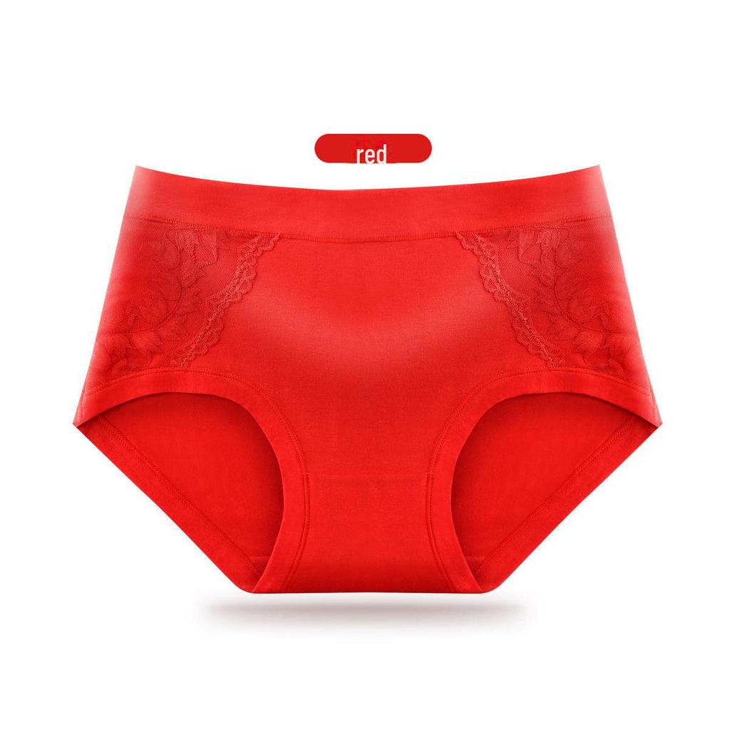 Ropa interior de algodón con encaje de cintura media para mujer: bragas transpirables, suaves y sexys de talla grande.