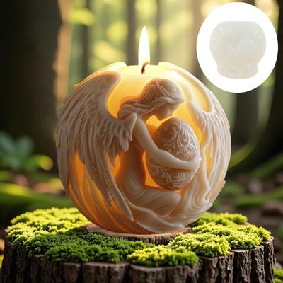 Goddess Wings Embraces Easter Egg Relief Sphere Candle Silicone Mold Angel Girl Egg Sphere Resin Mould Easter Gift Gypsum Molds