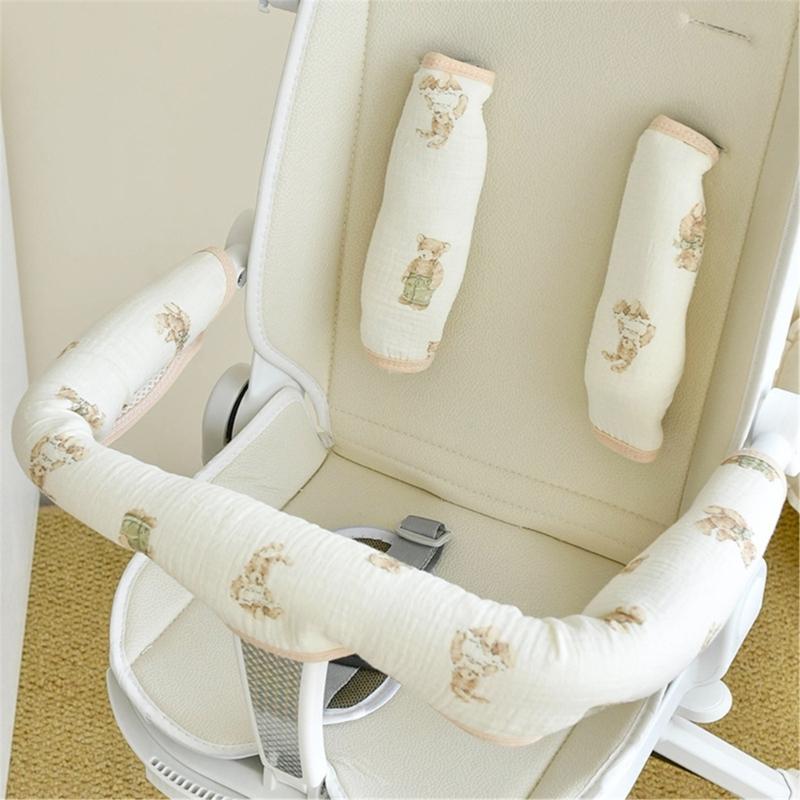 Soft Breathable Cotton Baby Strollers Accessories Set Easy To Install Baby Strollers Handle Cover Set for Safety & Comfort