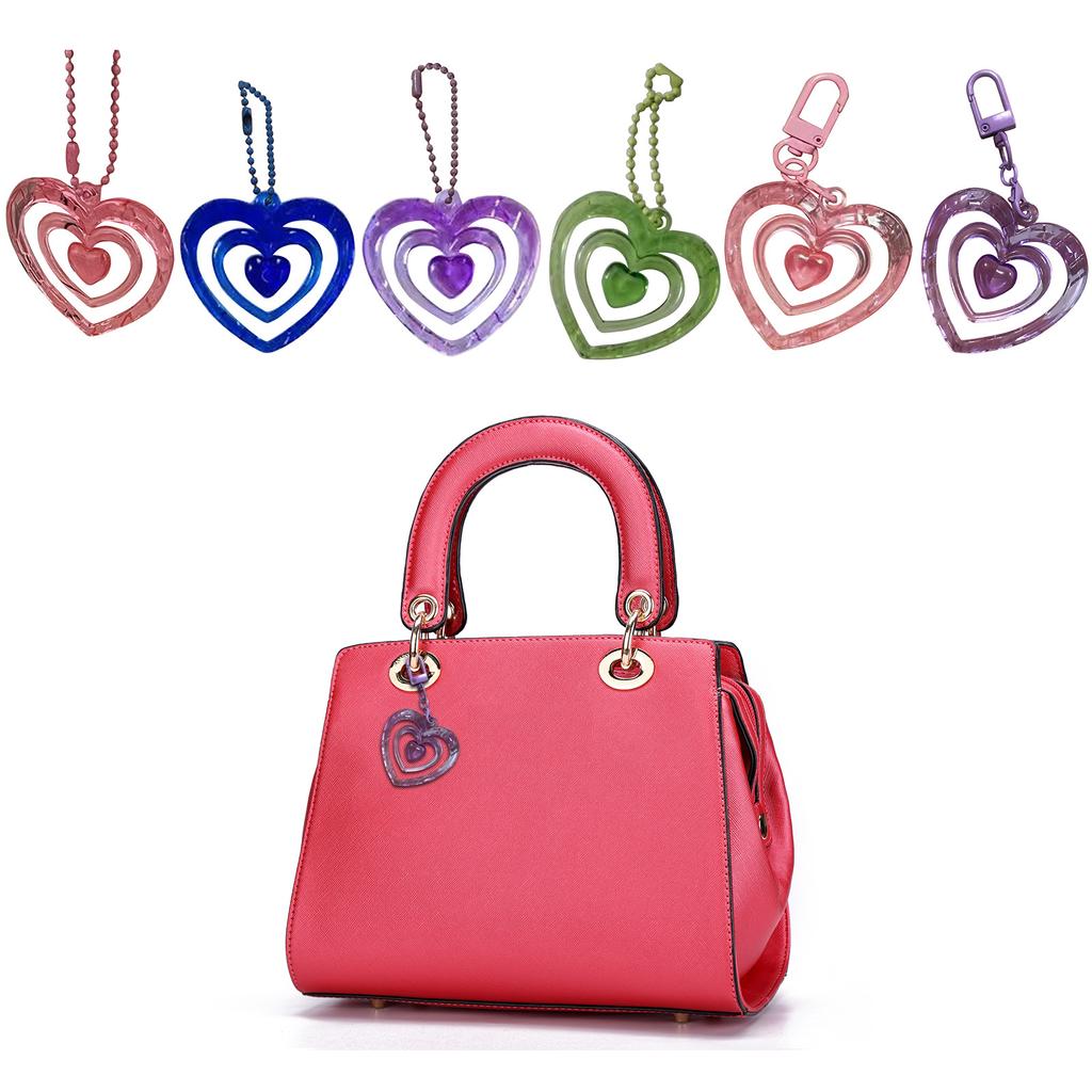 Cute Love Heart Keychain Car Key Chain Ring Heart Pendant Keyrings Party Favor for Handbag Purses Bag Wallet-Decoration