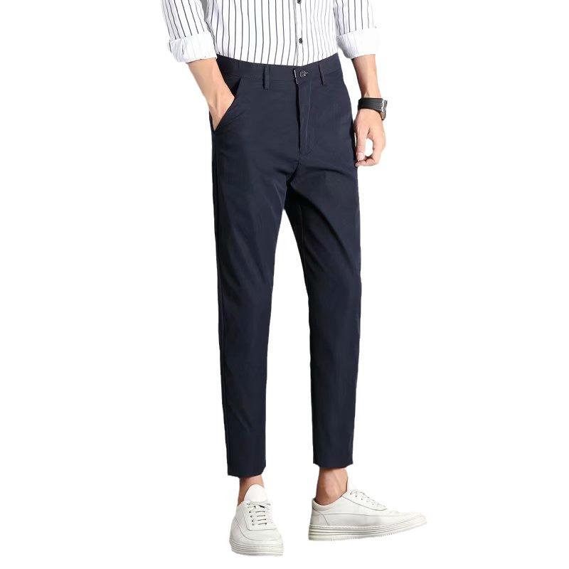 Suit pants men's spring and autumn trend temperament casual nine-point pants men's fashion solid color slim-fitting small straight pants