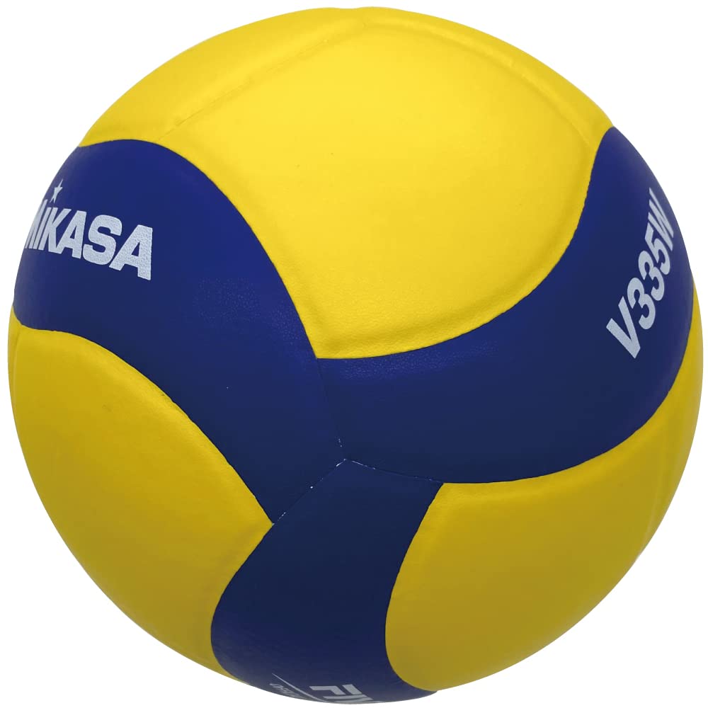 MIKASA Volleyball Practice Size for and High Recommended Internal Pressure V335W Ball, 5, Adults, Colleges, Schools, Yellow/Blue, 0.3-0.325 Kgf/cm²,