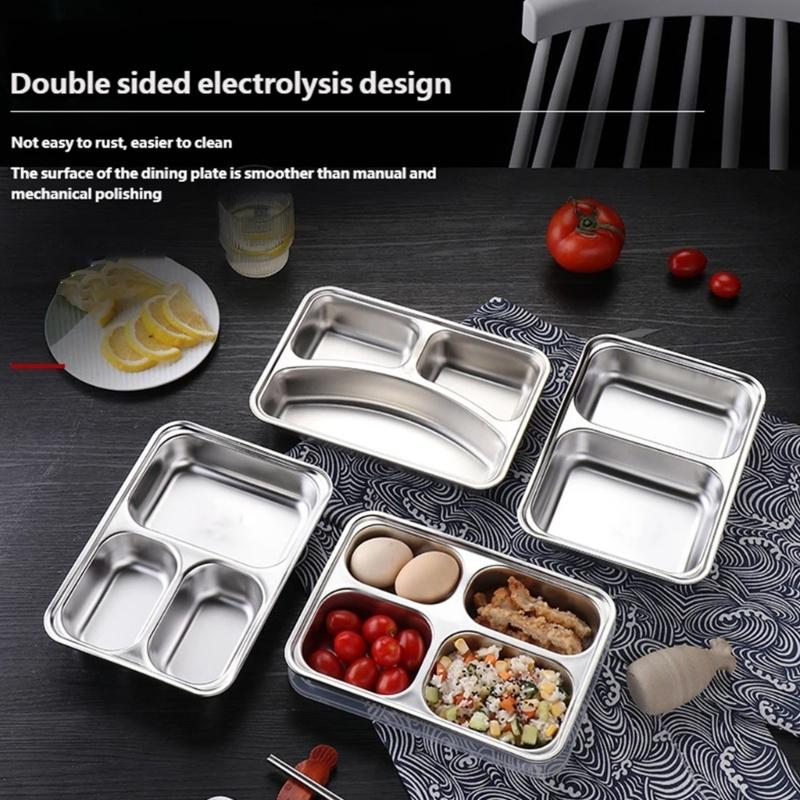 304 Stainless Steel Dinner Plate Serving Dish Rustproof Dishware For Family Outdoor Camping Kitchen Use