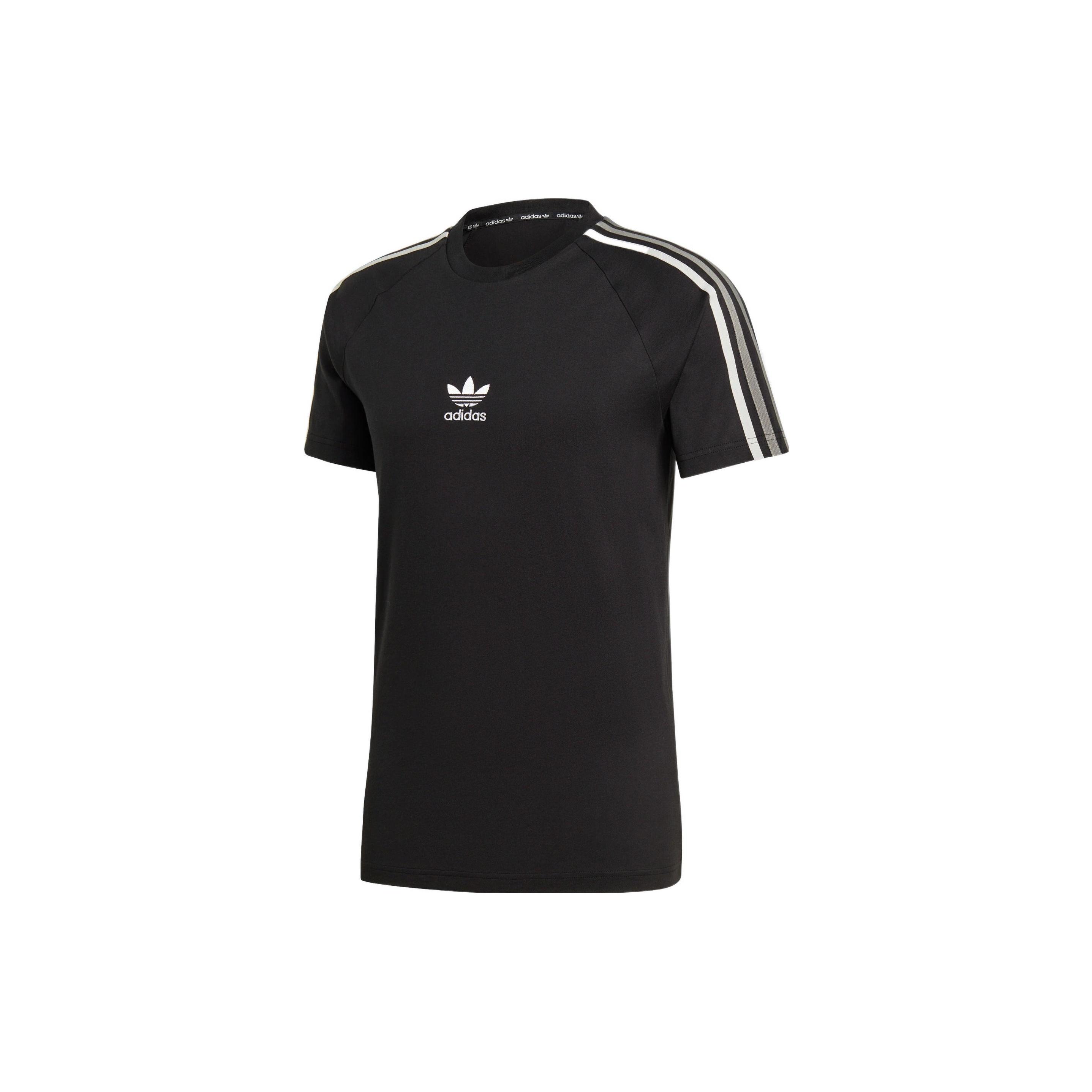adidas originals Stripe Logo Micro Mark Round Neck Casual Short Sleeve Black Men s GK1963 XS