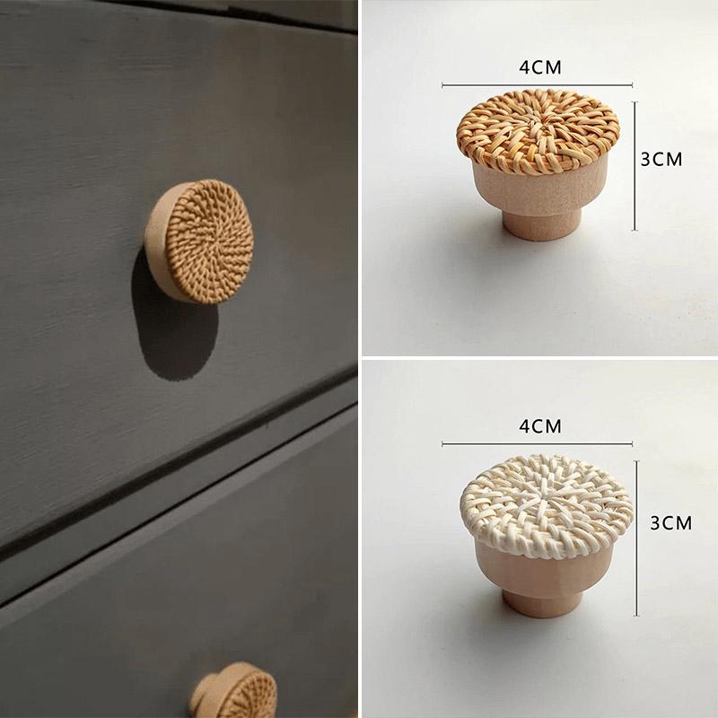 1 st Lådhandtag Svampknopp Möbelbeslag Vävd Skåp Byrå Dörrhandtag Kreativ Trä