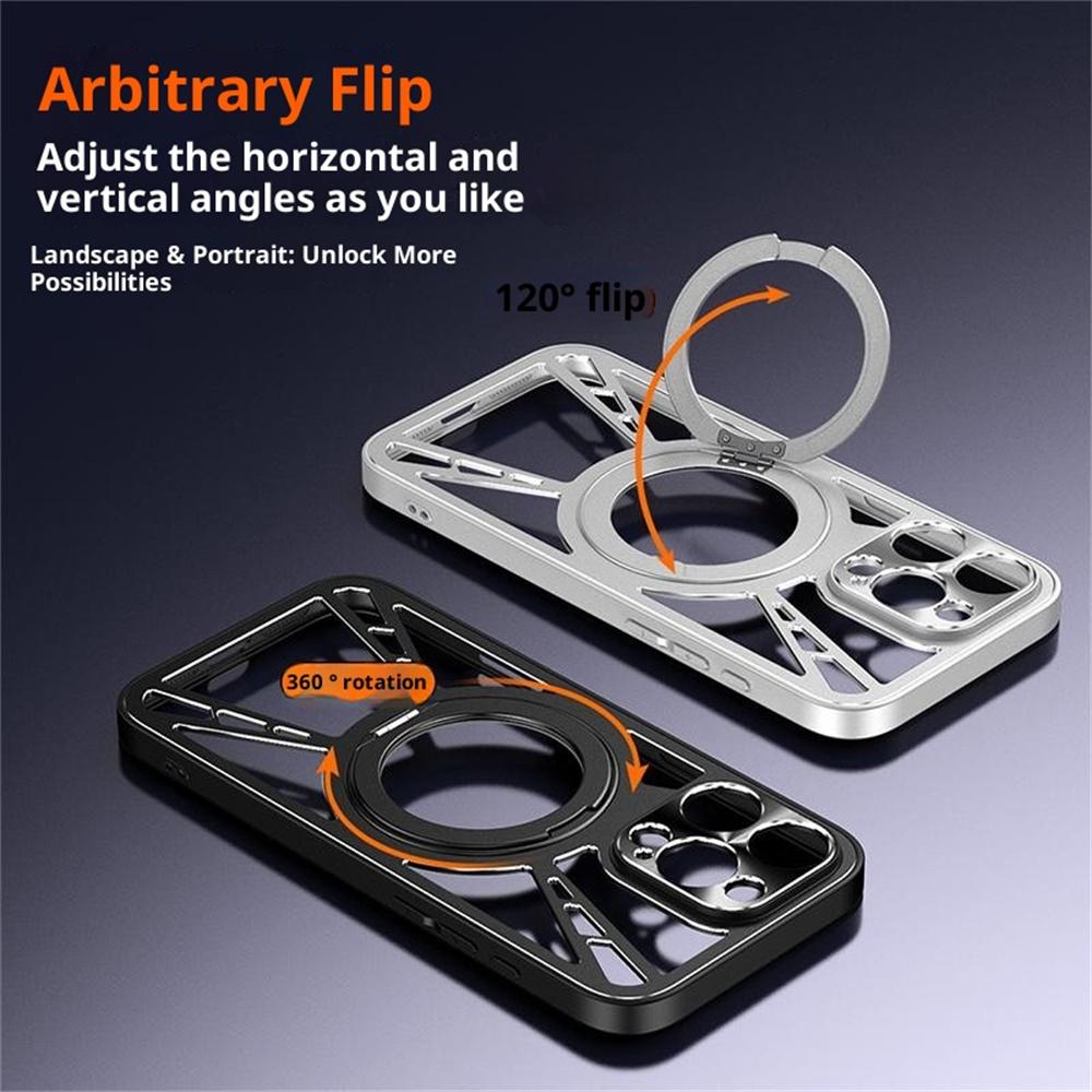 For vivo iQOO 15 5G Case Magnetic Kickstand Hollow Heat Dissipation Silicone + PC + Metal Bumper Phone Cover