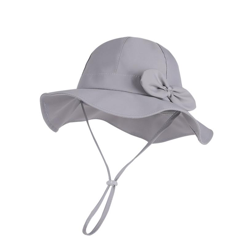 Summer children's sun hat cute bow breathable six bucket hat baby girl big eaves sun hat