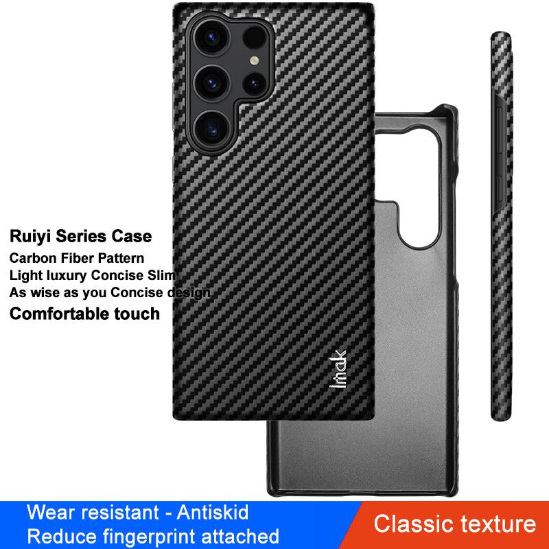 

IMAK Ruiyi Series for Samsung Galaxy S23 Ultra Carbon Fiber Texture Phone Case PU Leather Coated PC Slim Fit Cover A