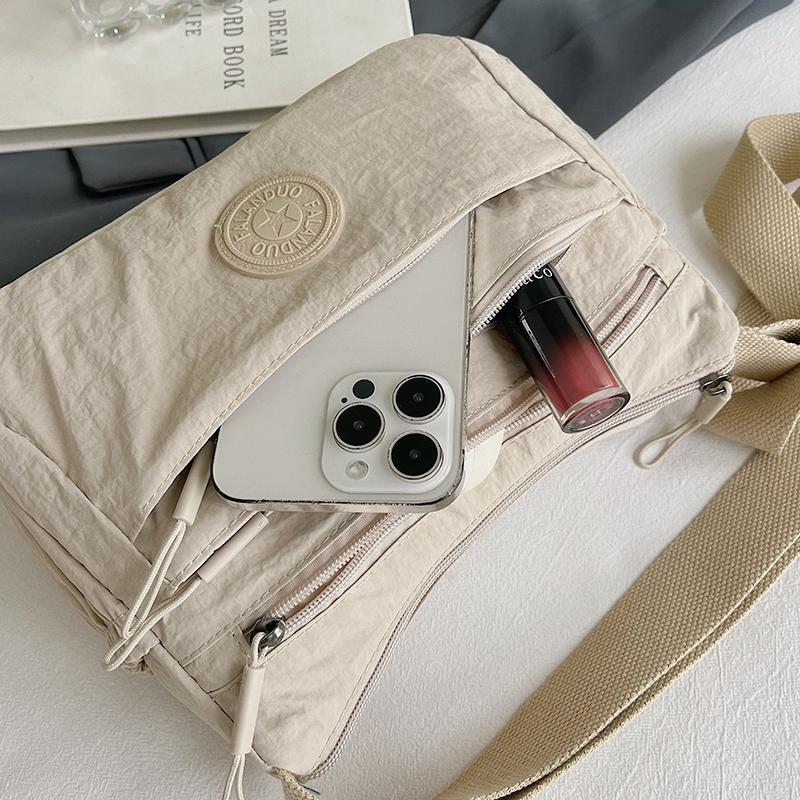 Solid Color Crossbody Bag Women's Multi-Compartment Lightweight Shoulder Bag