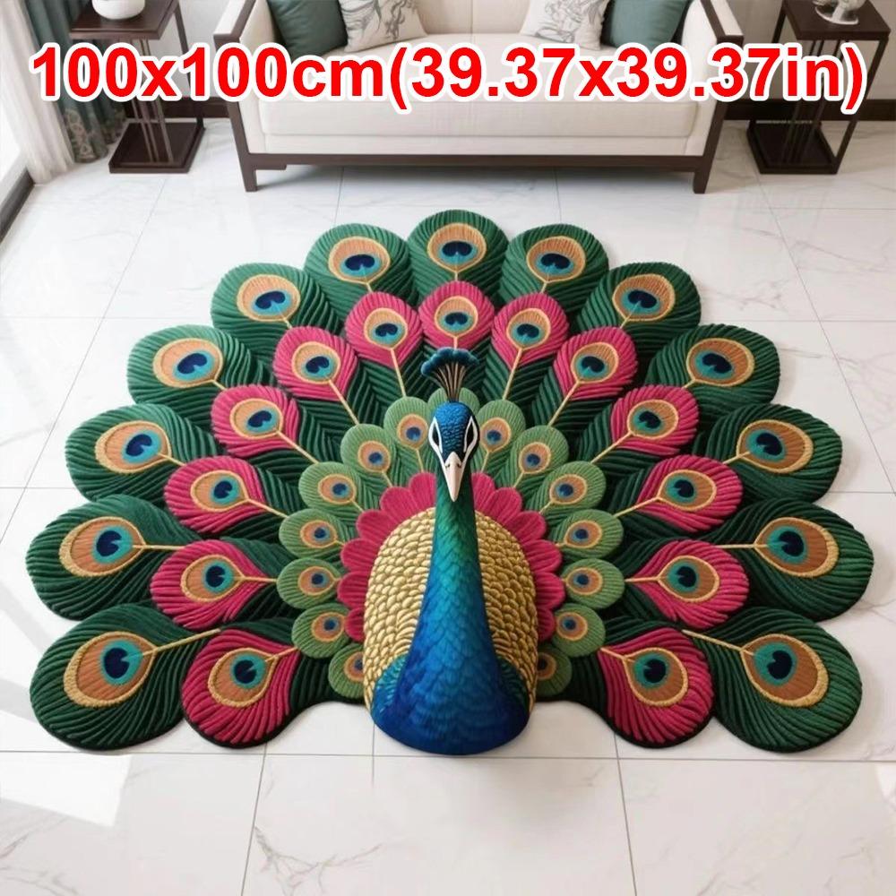 Soft Peacock Carpet Special-shaped Bathroom Floor Mat  for Living Room Tea Table Bedside