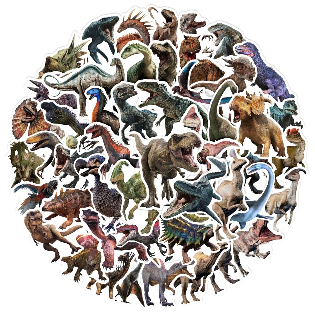 50PCS Jurassic Dinosaur Stickers Kids Toy Gift DIY Laptop Phone Suitcase Notebook Ancient Animal Sticker Graffiti Decals