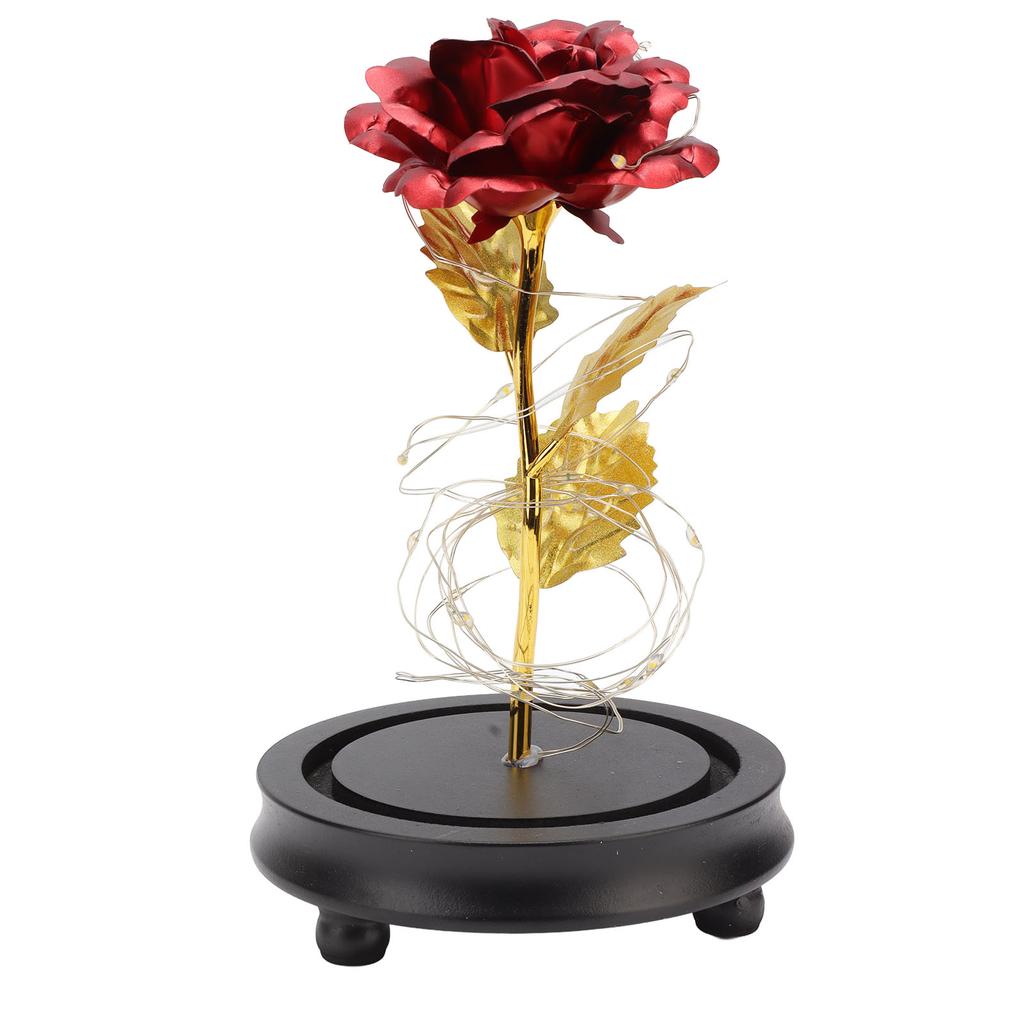 Rose Ornament Artificial Rose Flower in A Glass Dome with LED Light Eternal Flower Gift for Mother Girlfriend