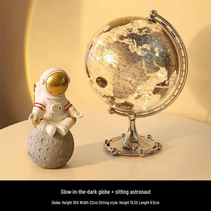 Astronaut Boy Globe Ornament: Luxurious Birthday Gift & Decorative Piece for Living Room or Wine Cabinet.