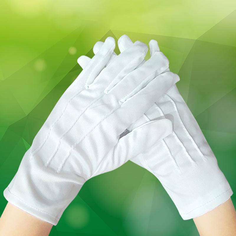 Off-White Polyester Children's Gloves: Primary School, Dance, Gymnastics, Sports, Flag Raising, Elastic Bands.