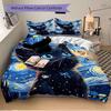 3pcs Starry Night Kitten Printed Quilt Set - Soft and Comfortable Quilt Cover for Bedroom, Guest Room and Dormitory Decorative Bedding Set 1