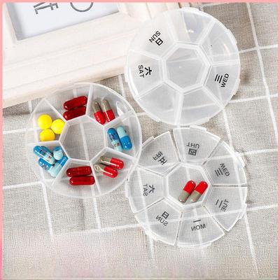Organisateur de Pilules Compact 7 Jours: Mini Boîte de Rangement Ronde Transparente