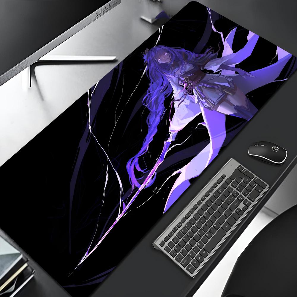 Genshin Impact Raiden Shogun Mouse Pad Edge Big Gaming Locking Music Computer Gamer Large Rubber Art Mousepad Laptop Desk Mat