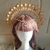 Halo Headpiece Goddess Mary Angels Gold Crown Beading Headband Lolita Hair Hoop Gorgeous Christmas Halloween Wedding Headdress