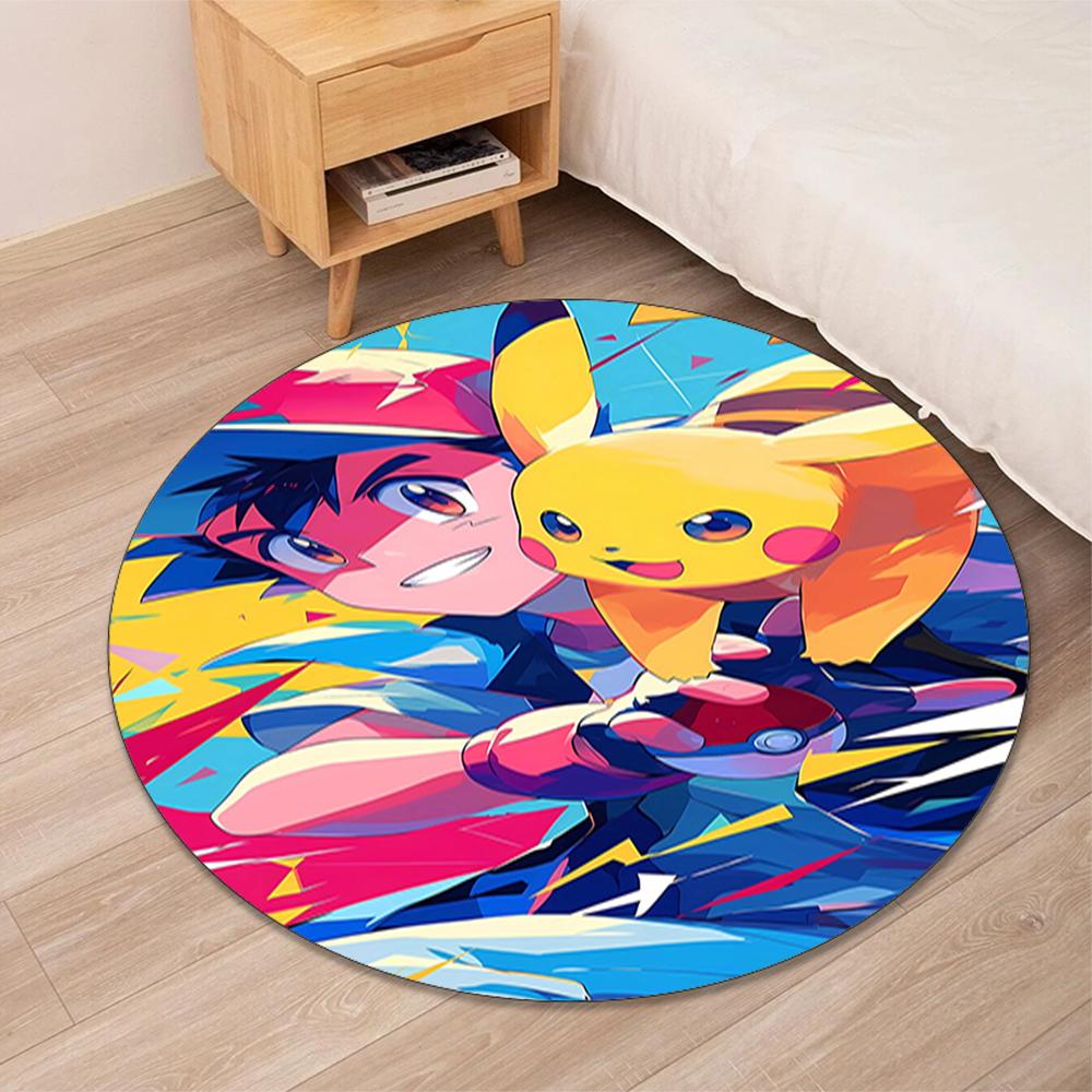 Pokémon Printed Round Rug Carpet Chair Rug Area Rug Entryway Doormats,for Office Chair Living Room Bedroom Kitchen Room.