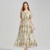 Tatu Damen Sommer Tie-Dye Print Kurzarm Midi-Kleid
