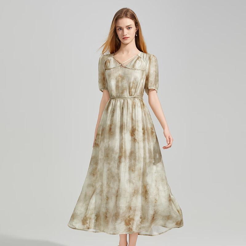 

Tatu Women s Summer Tie-Dye Print Short-Sleeved Midi Dress L