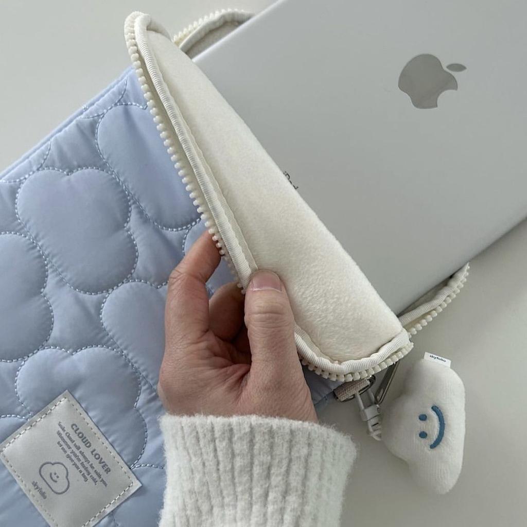 TS JYL Laptop bag,Korean Cloud iPad Sleeve Quilted Soft 13 Inch Shockproof Laptop Case