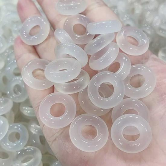 18mm Natural White Agate Round Ring Chalcedony Jadeite Safety Buckle DIY Pendant