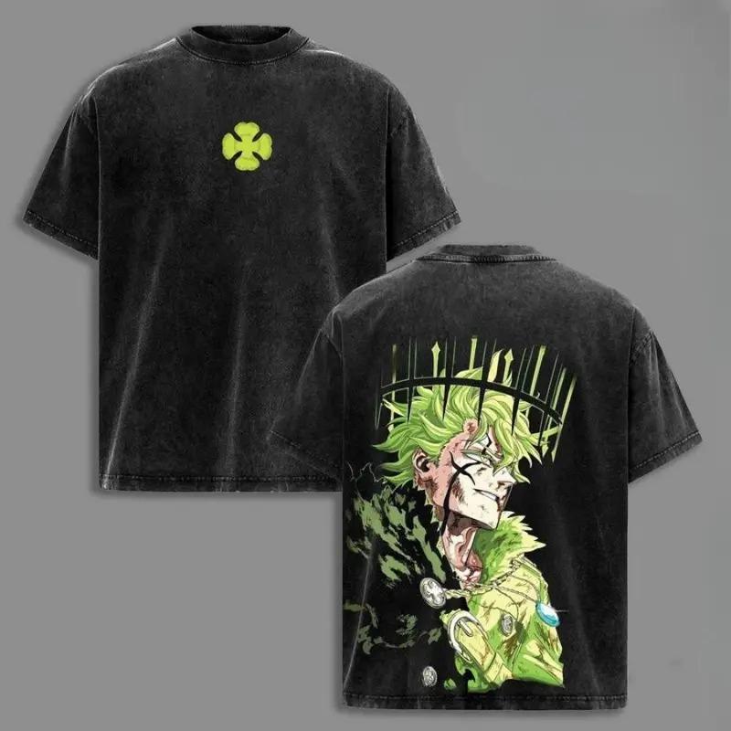 Hot Anime Black Clover Yuno Cool Clothing Men Women Short Sleeve Tshirts Washed Cotton Tee Retro Casual T-shirt Harajuku T Shirt