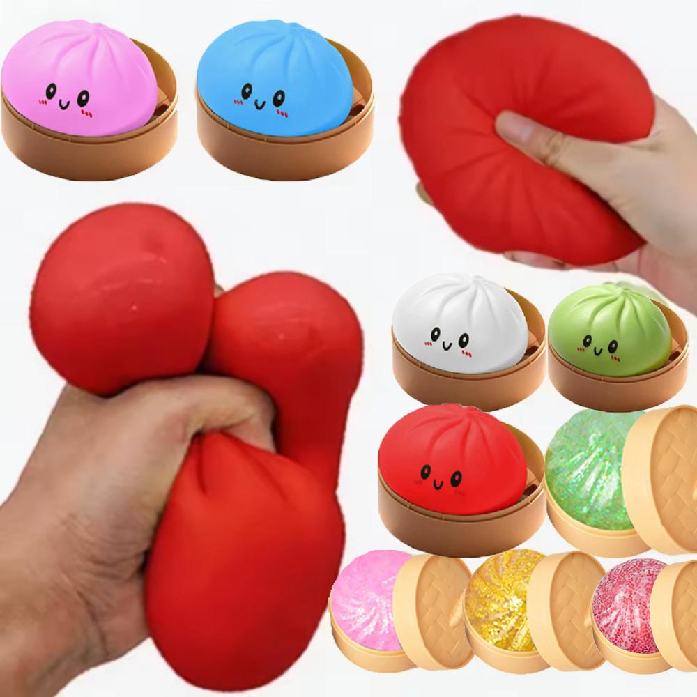 Hot Squishies Dumpling Bun Toy, Slow Rising Glitter Dumpling Stress Ball, Stress Relief Toy For Home Office Toys