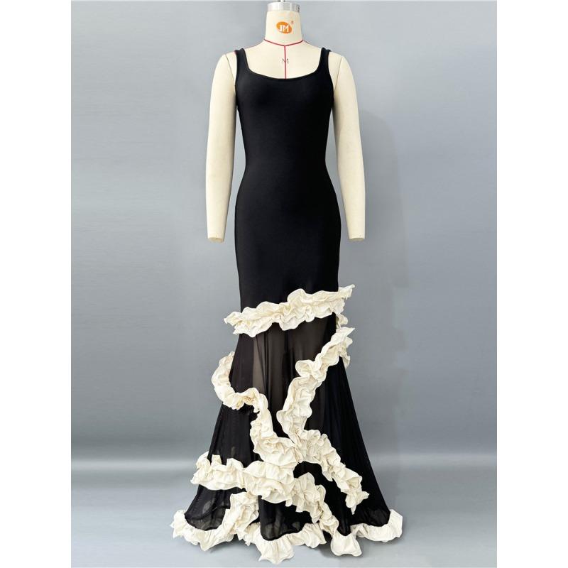 

Новая юбка-бандаж весна и лето кружево из сетки с листьями лотоса платье с неровным боком женская одежда XL чёрный