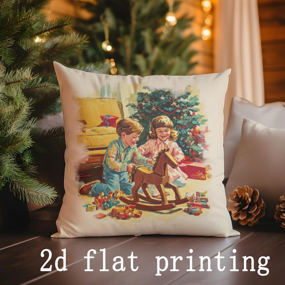 

Home Decor Christmas-themed Cute Patterns Pillow Covers Pattern Cushion Cover Suitable for Sofa Bedroom Car Pillow Cover 40x40cm