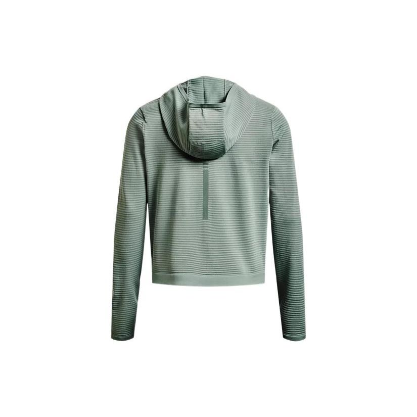 Under Armour Solid Color Thumb Hole Design Hooded Slim Fit Sports Long Sleeve T-Shirt Women tops Green 1375076-781