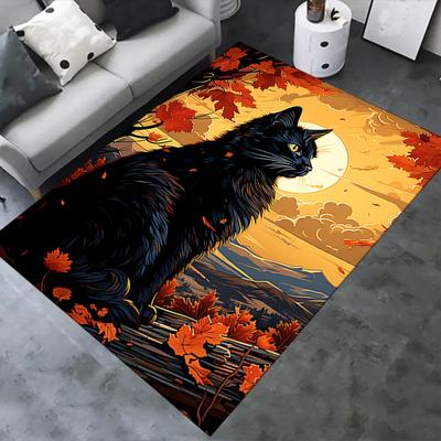 Black Cat Theme Chair Mat Office Carpet Oversized Rug for Home Decor, Sofa Carpet, Desk Pad, Gift Idea for Office and Living Room