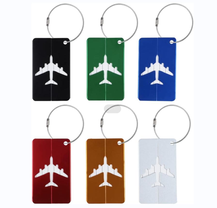 5 Peças de Etiquetas de Bagagem de Avião de Alumínio Amigáveis à TSA Etiquetas de Identificação para Mala de Viagem
