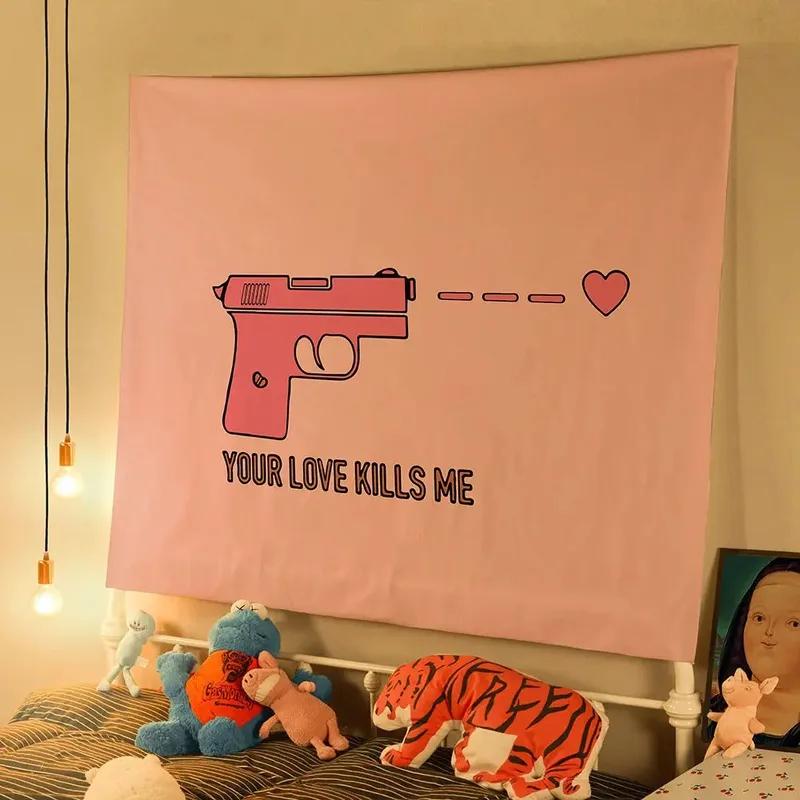 Милый маленький свежий фон ткань украшение стены дома гобелен офис гостиная гобелен — фото 13