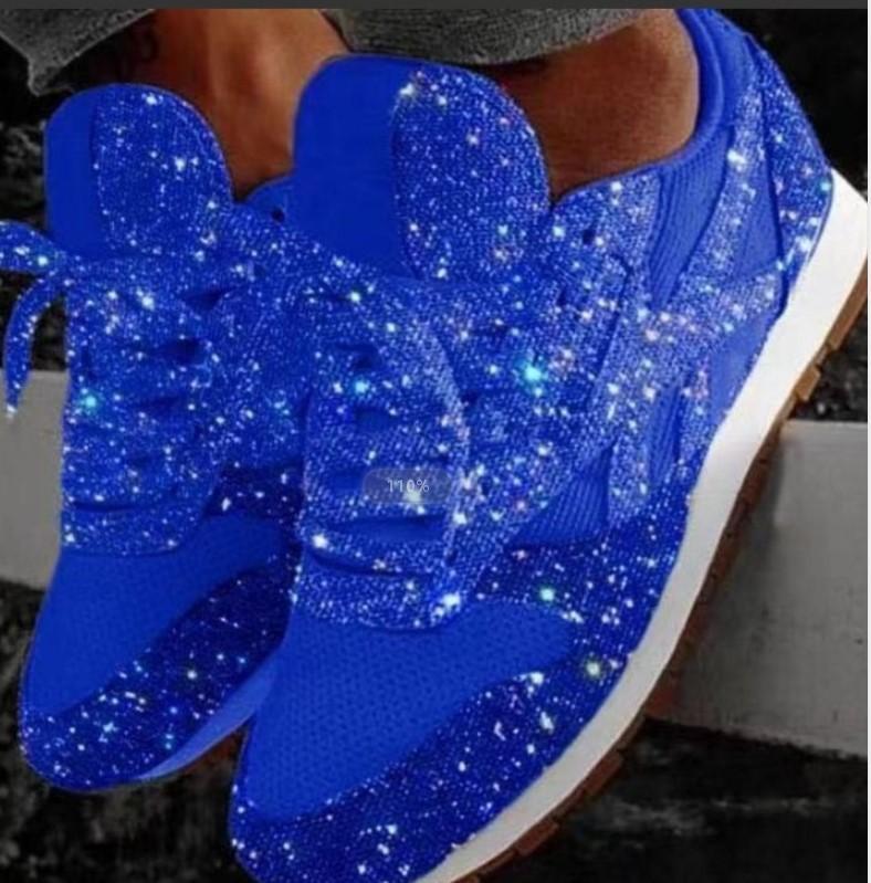 Spring and Summer Fashion Trend Large Size Round Head Low Top Sequins Women's Single Shoe Style Sports and Leisure