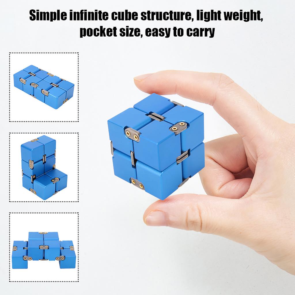 Handliches Fidget-Spielzeug aus Aluminiumlegierung Infinity-Tisch-Zauberwürfel Stressabbau-Spielzeug Blau