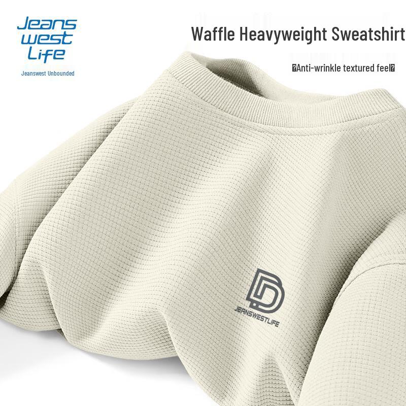 JEANSWEST LIFE Men's Waffle Knit Long-Sleeve Sweatshirt