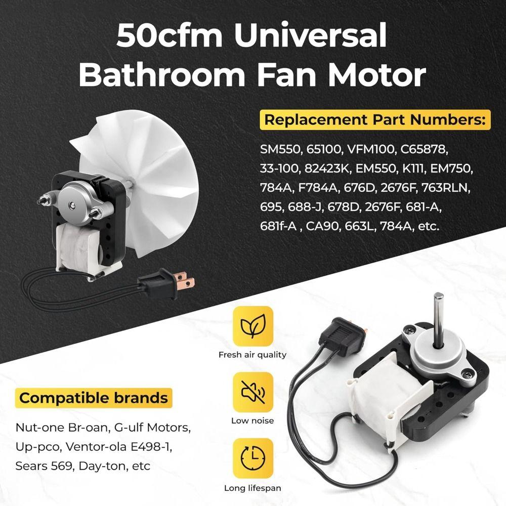 

Quiet Operation Bathroom Exhaust Fan 3000 RPM 120V Bathroom Ventilation Fan DIY Universal Motor Kit for Nu-Tone Br-oan 2.5rpm