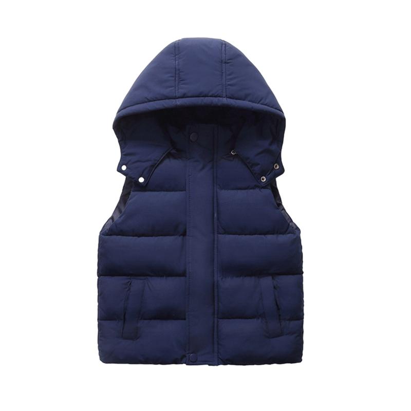 3-10 Years Kids Winter Warm Hooded Vest Sleeveless Zipper Coat
