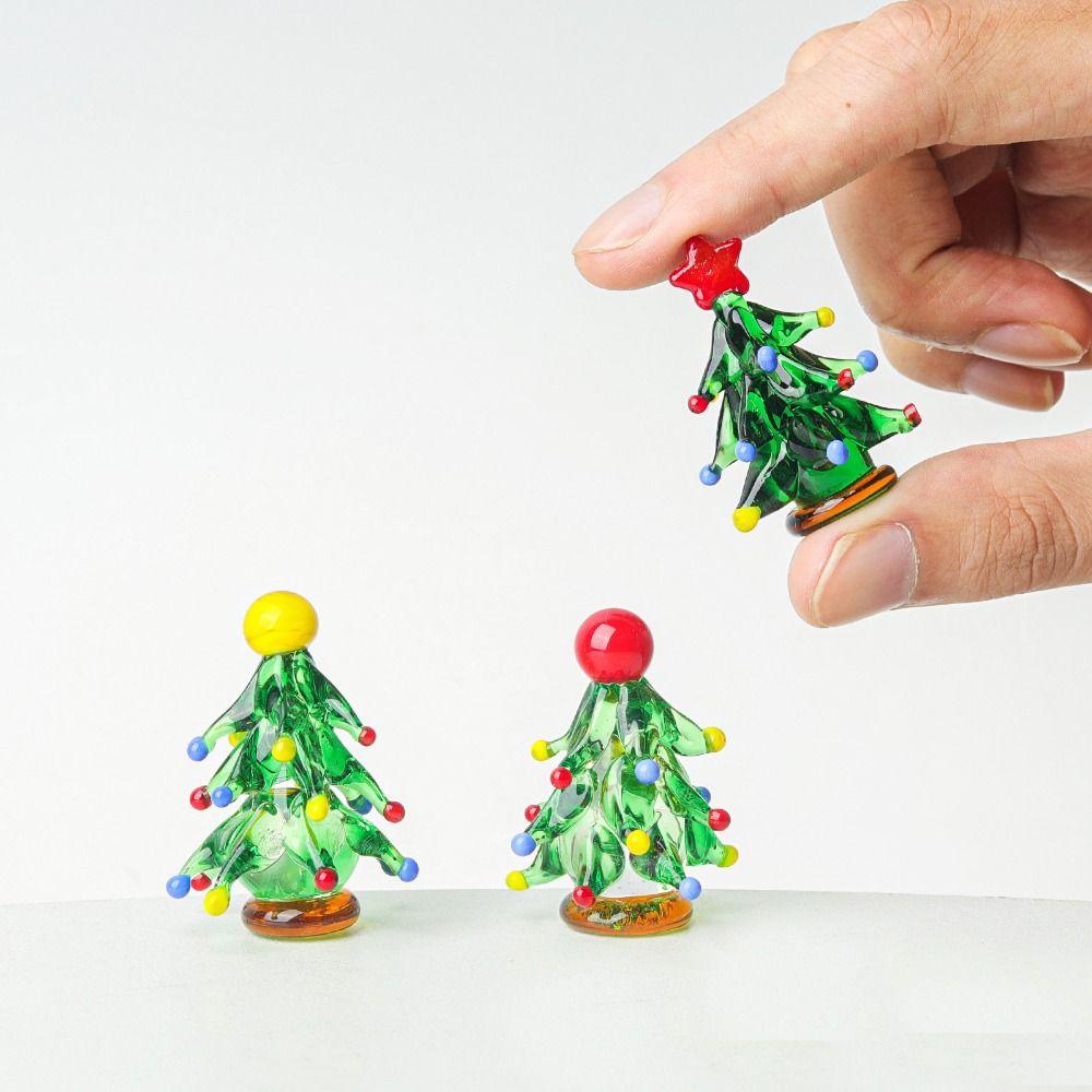 Mini Crystals Christmas Tree Figurine Statue Crystals Ornaments  Home Decor