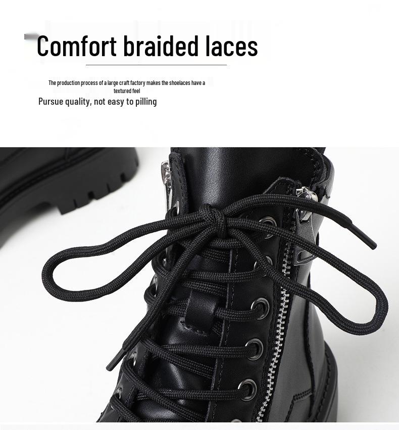 2024 Men's Mid-Cut Height-Enhancing Martin Boots with Soft Side Zipper - British Workwear Style High-Tops