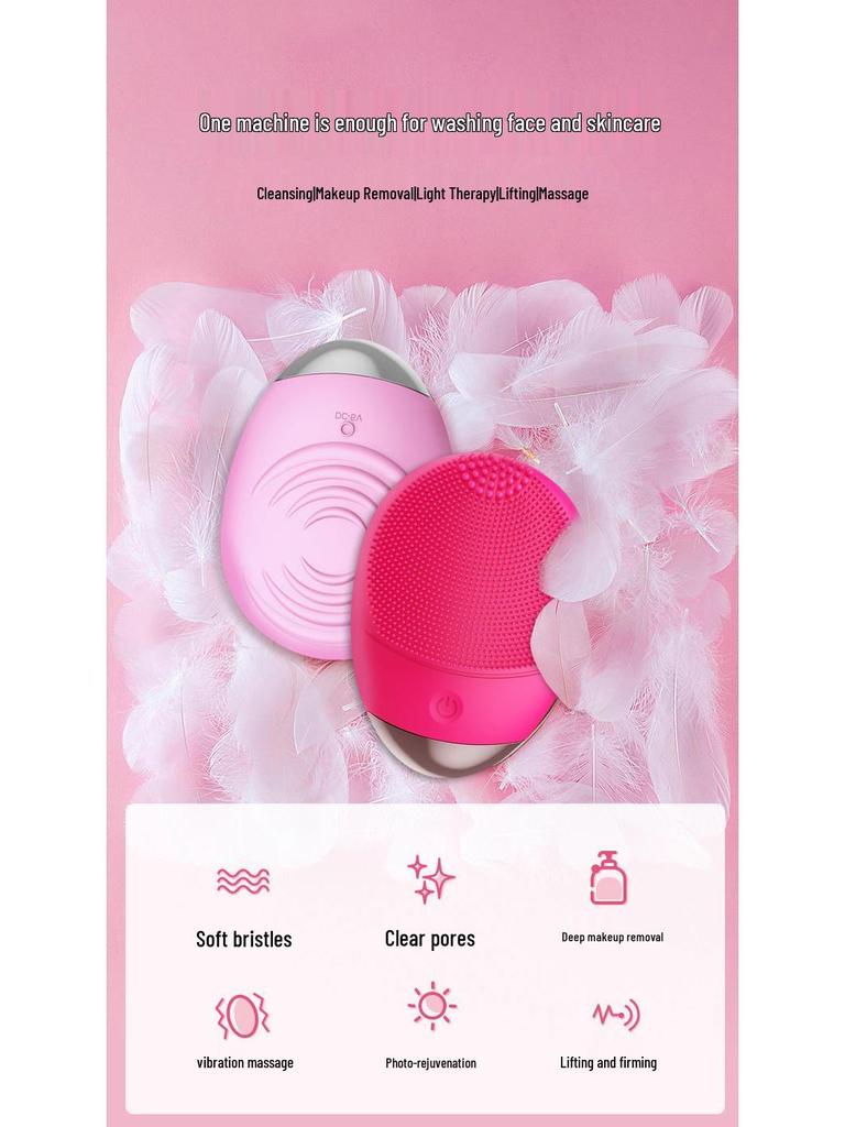 Ultrasonic Silicone Facial Cleansing Brush & Eye Cream Applicator - Deep Pore Cleaning Device