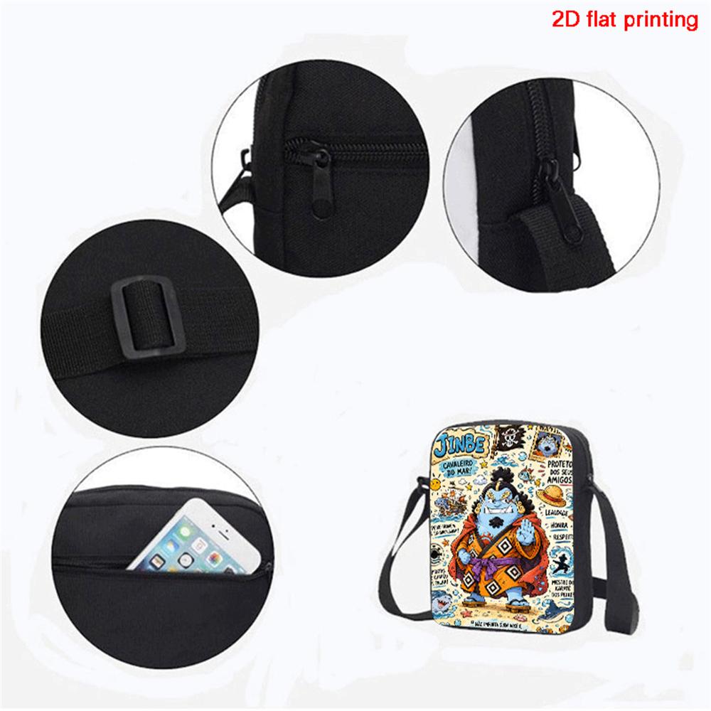 Cartoon One Piece 3pcs Lightweight Durable School Backpack with Crossbody Bag Pencil Case for Boys Girls Age 6-10 Primary School