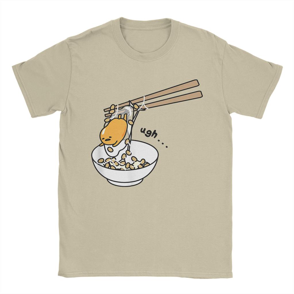 Gudetama Essstäbchen T-Shirt Herren Baumwolle Oberteile Bedruckt Rundhals Kurzarm