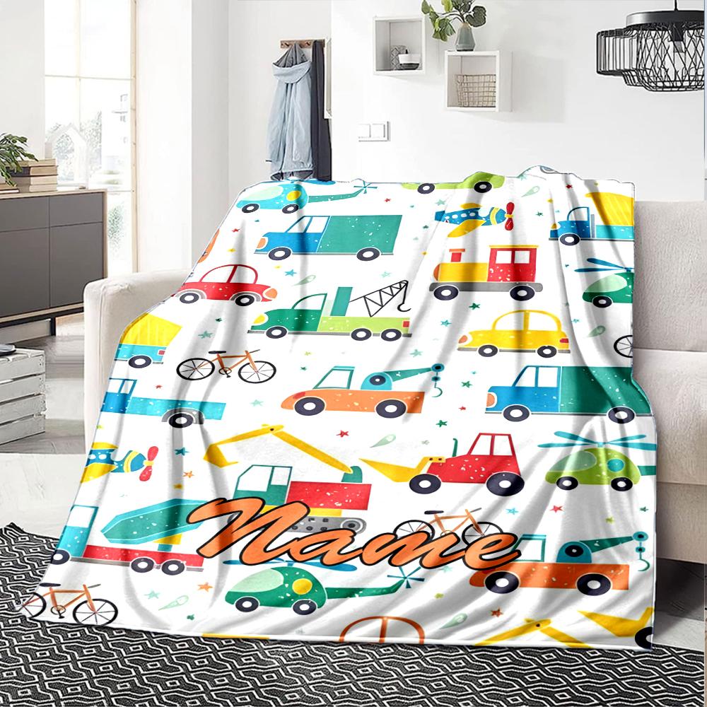 Custom Name excavator Theme Printed Blanket - Perfect for Couch, Bed, Travel & Outdoor Use | Machine Washable, Cozy & Durable.