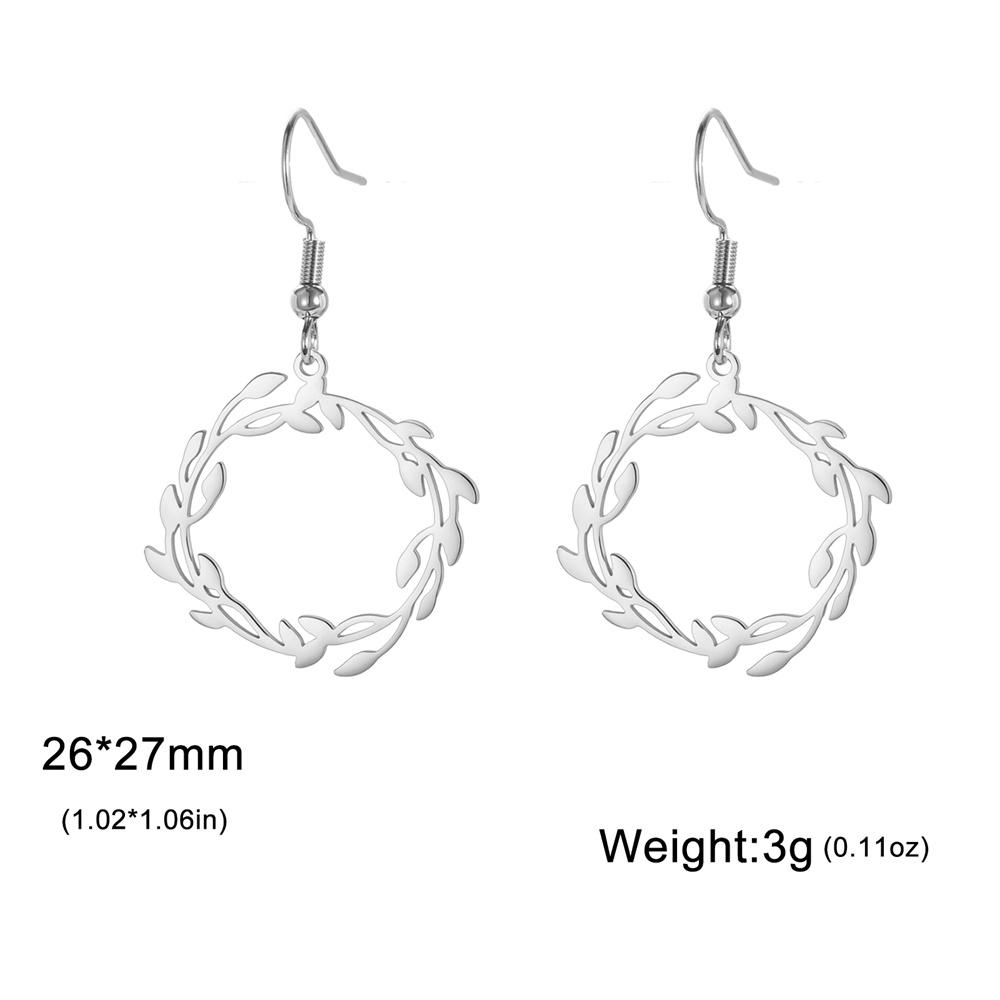 

My Shape Olive Leaves Drop Earrings for Women Girls Stainless Steel Round Dangle Earring Jewelry Elegant Wedding Engagement Gift
