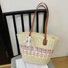 Large capacity vegetable basket bag women's summer new woven straw bag commuter seaside vacation beach bag