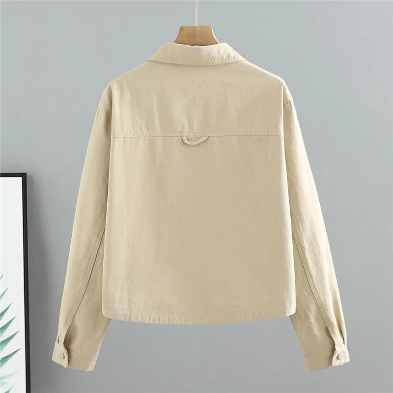 Krátká dámská bavlněná džínová bunda Jaro Podzim Dámský korejský volný univerzální kabát s dlouhým rukávem Košile Kovbojský svršek