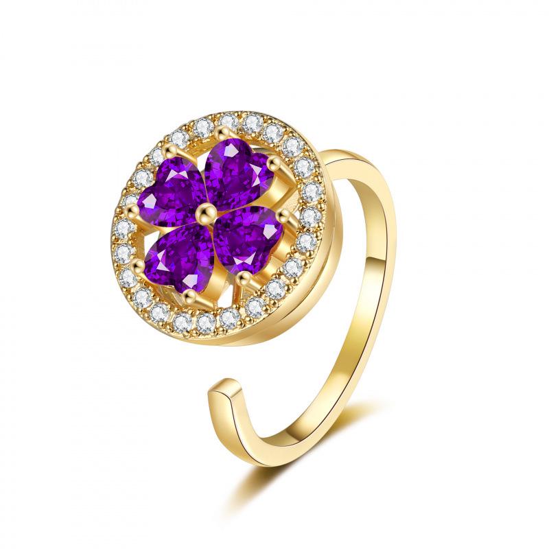 Adjustable Lucky Clover Rotating Ring for Anxiety Relief – Open Style Finger Ring